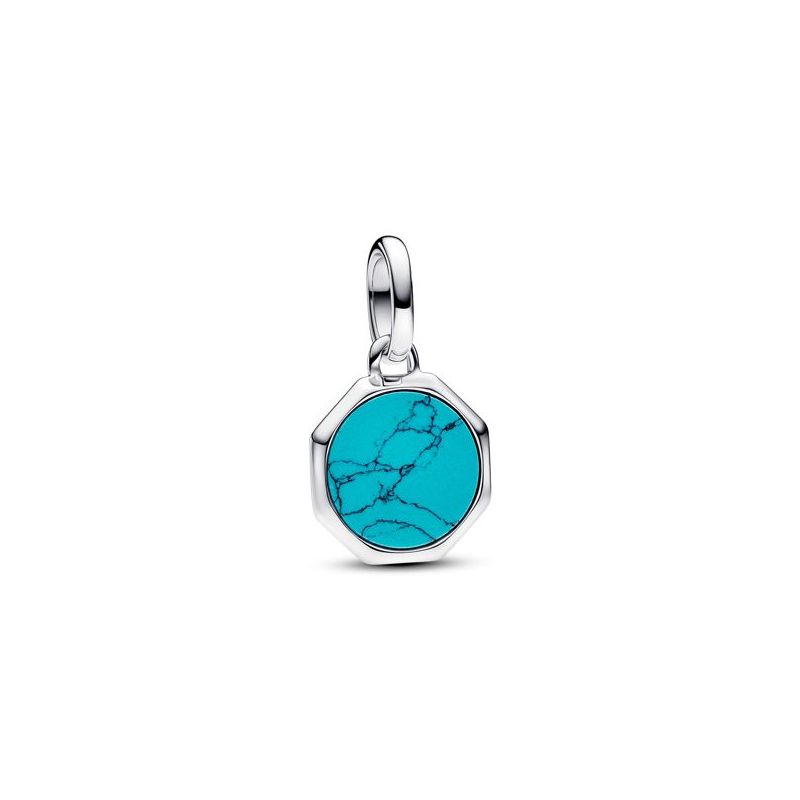Pandora Turquoise Blue Engravable Mini Medallion hela 793388C01-1