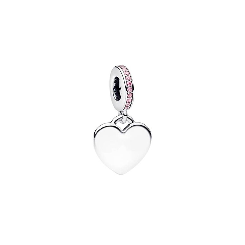 Pandora Engravable Heart Pink Stone Dangle Charme 793926C02