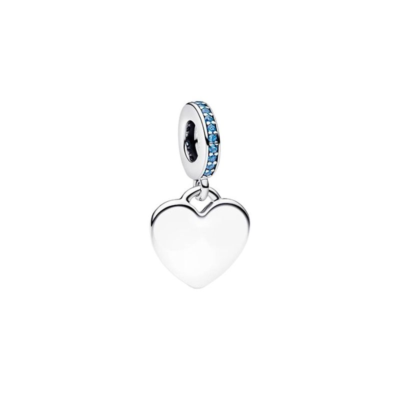 Pandora Engravable Heart Blue Stone Dangle Charme 793926C03