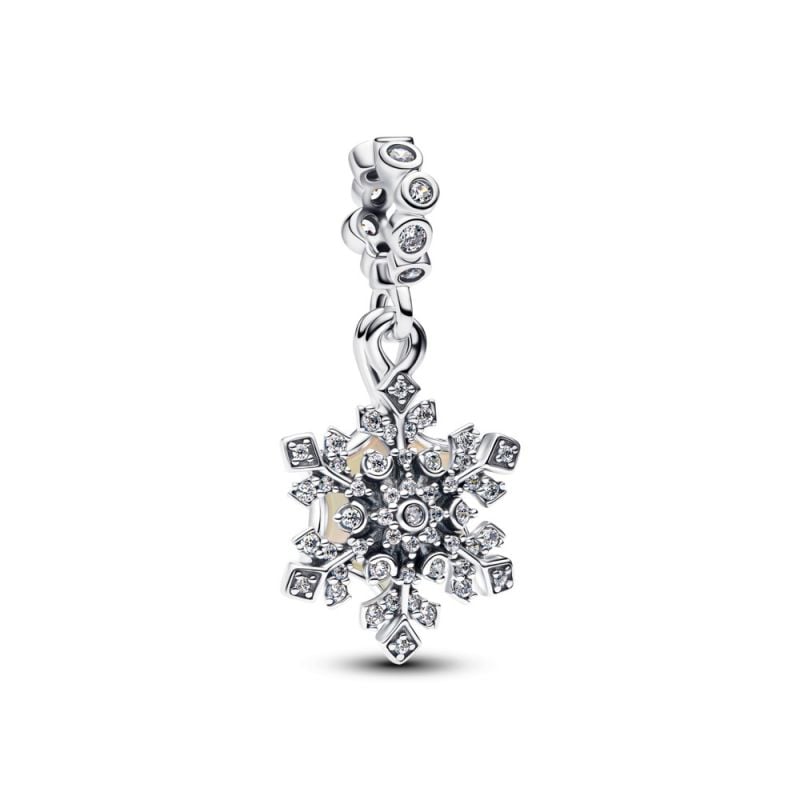Pandora Opalescent Snowflake Double Dangle Charme 794142C01