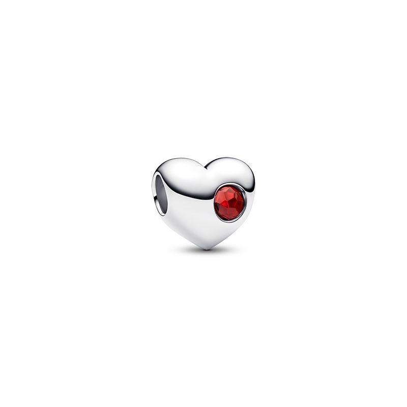 Pandora Engravable Red Stone Heart Charme, Januar 794161C01