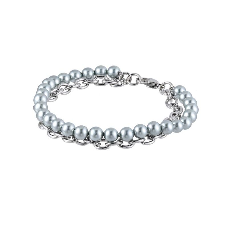 Teräs / helmirannekoru / harmaa BSS905 SS CHAIN GREY-1