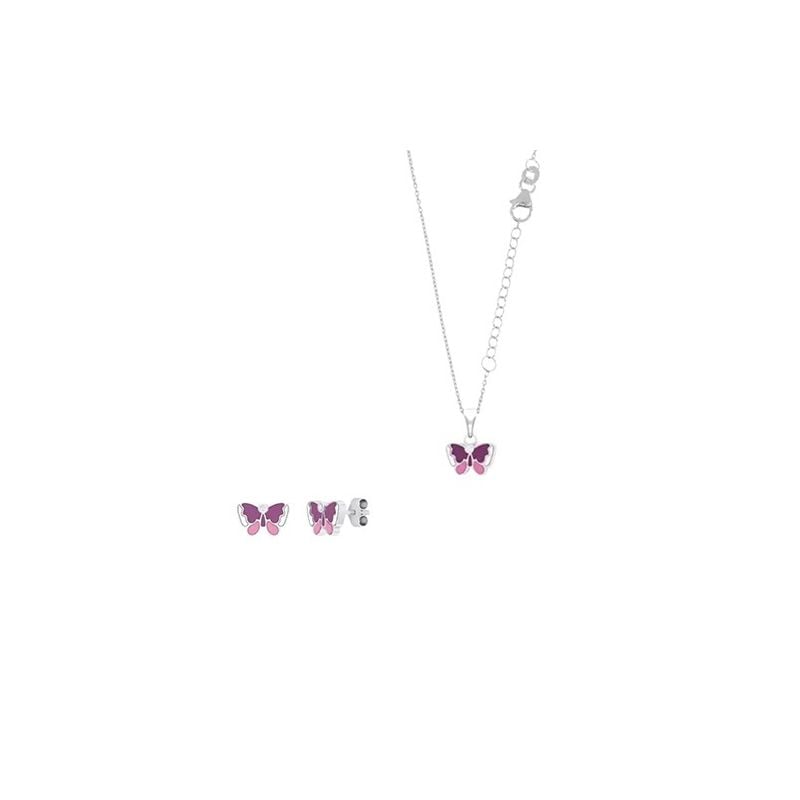 Silberschmuckset, lila Schmetterling