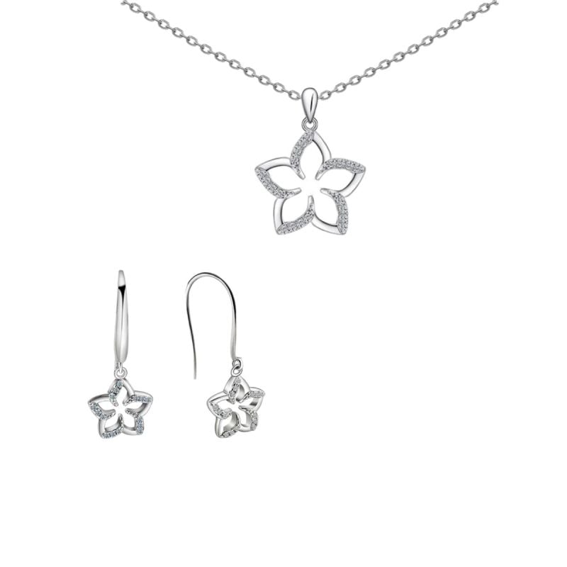 Silbernes Schmuckset mit Blume