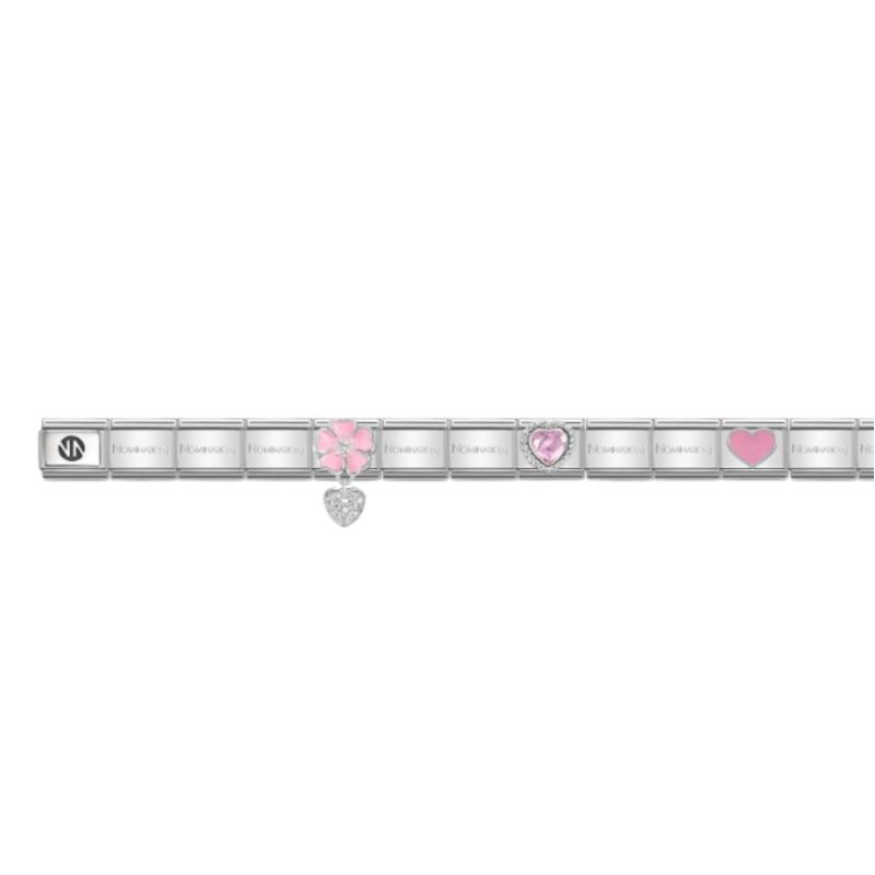 Nomination Pink Flower & Hearts ranneke
