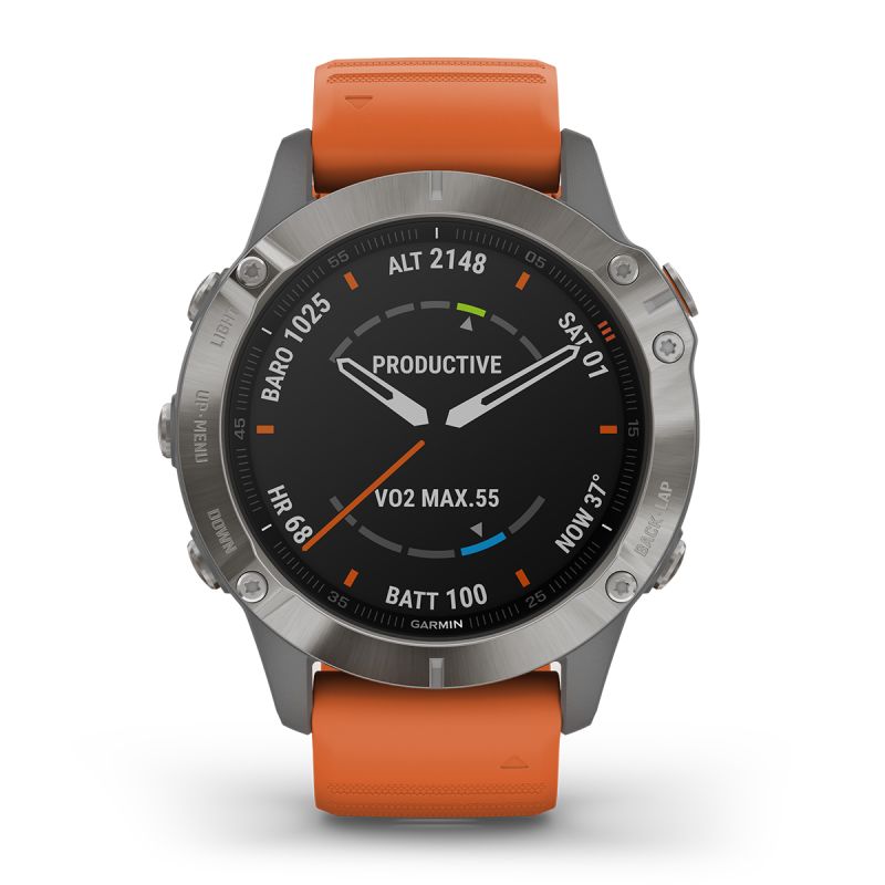 Garmin Fenix 6 Sapphire Titanium-Orange 010-02158-14-1