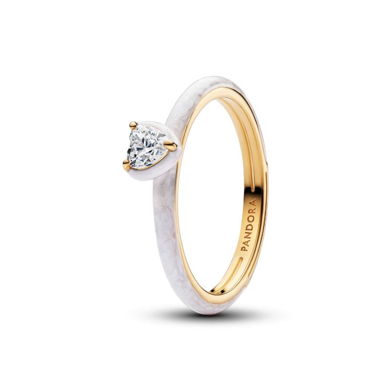 Pandora White Chakra Heart Ring 163088C01