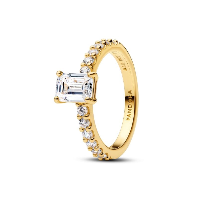 Pandora Rectangular Sparkling Halo Ring 164506C01