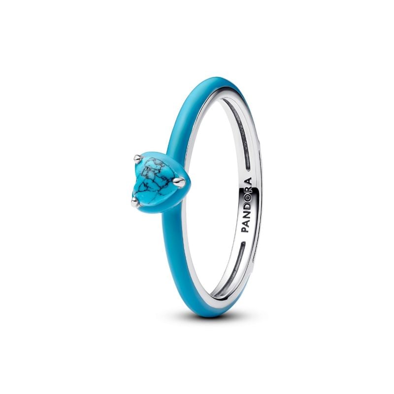 Pandora Turquoise-coloured Heart Stone Ring 193828C01-1