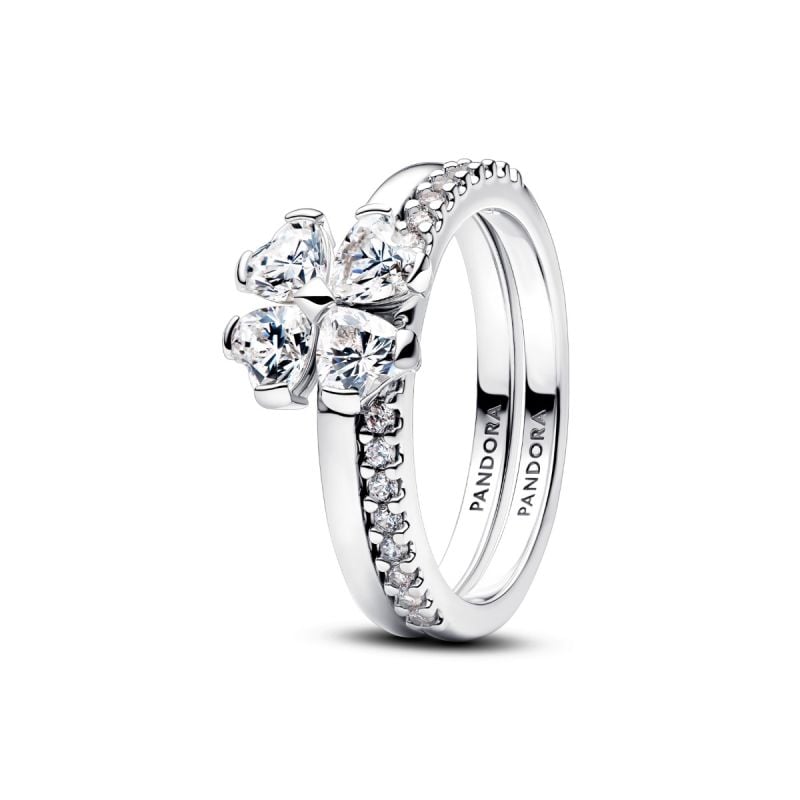 Pandora Sparkling Lucky Clover Splittable ring 194507C01