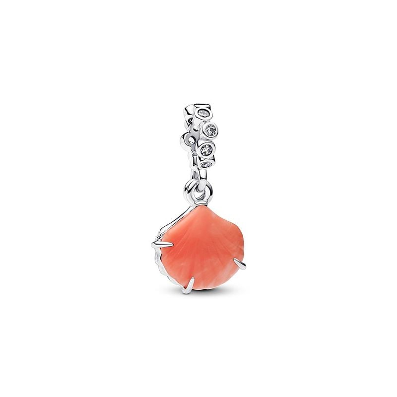 Pandora Coral-coloured Shell Double Dangle Charme 793821C01-1