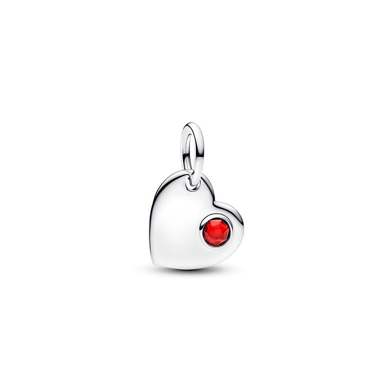 Pandora Engravable Heart Red Stone Dangle Charme 794295C01