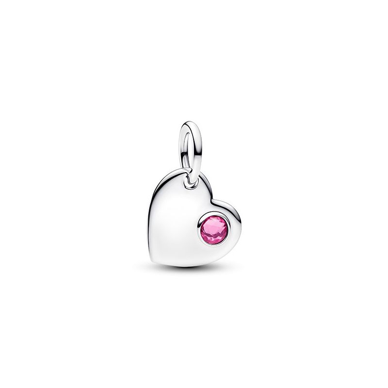 Pandora October Engravable Pink Stone Heart Dangle Charm 794295C10
