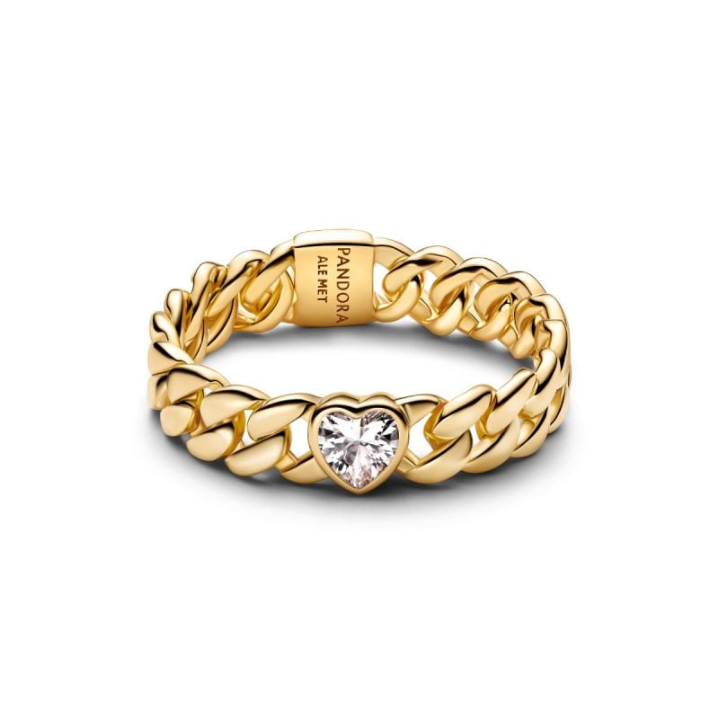 Pandora Heart Cuban Chain Ring 164386C01