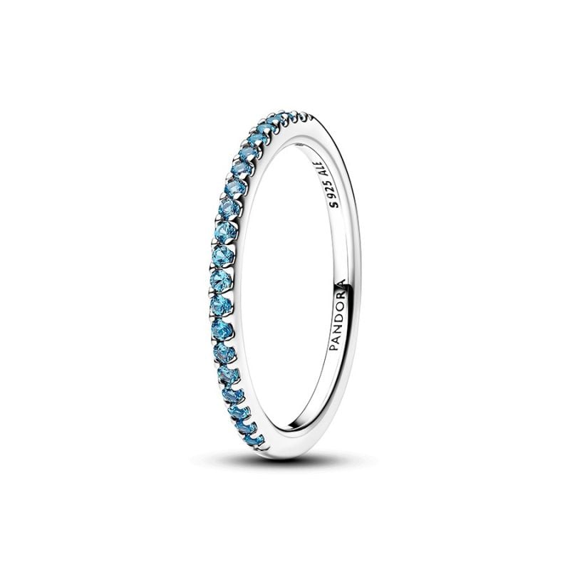 Pandora Sparkling Aquamarine Half-Eternity Band Ring 192999C03