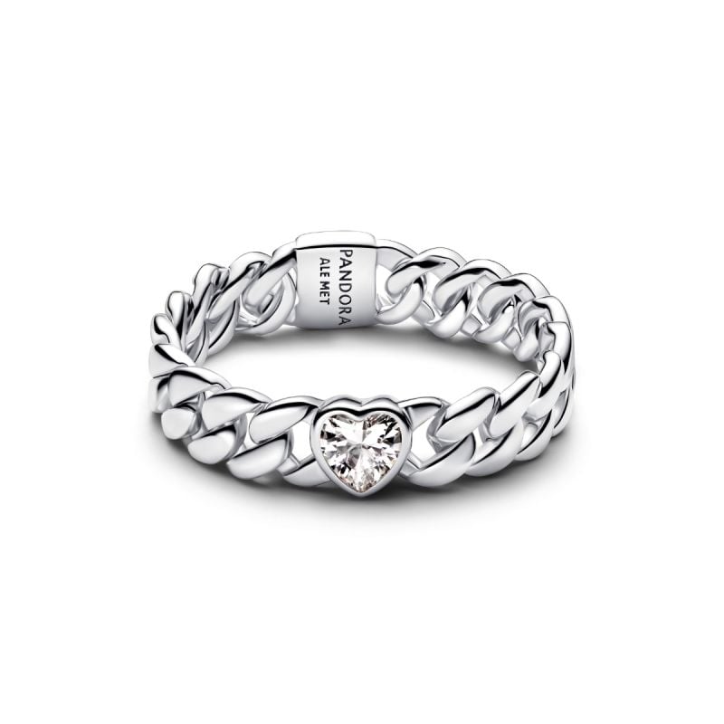 Pandora Heart Cuban Chain Ring 194386C01