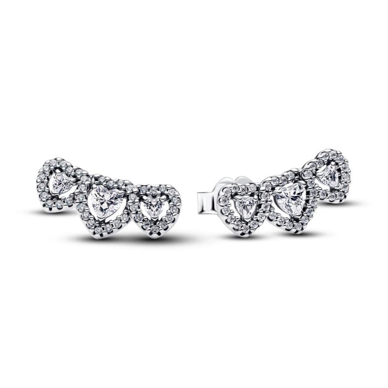 Pandora Halo Heart Trilogy Stud Ohrringe 294411C01