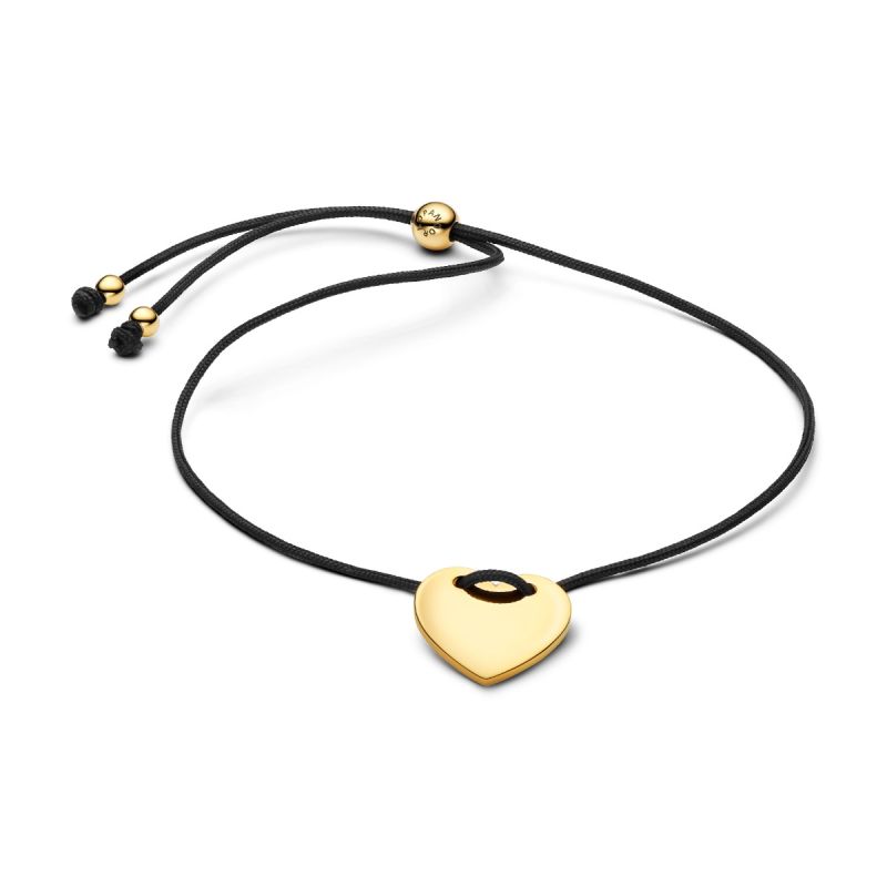 Pandora Engravable Heart Black Cord Slider Armband 564420C01-2