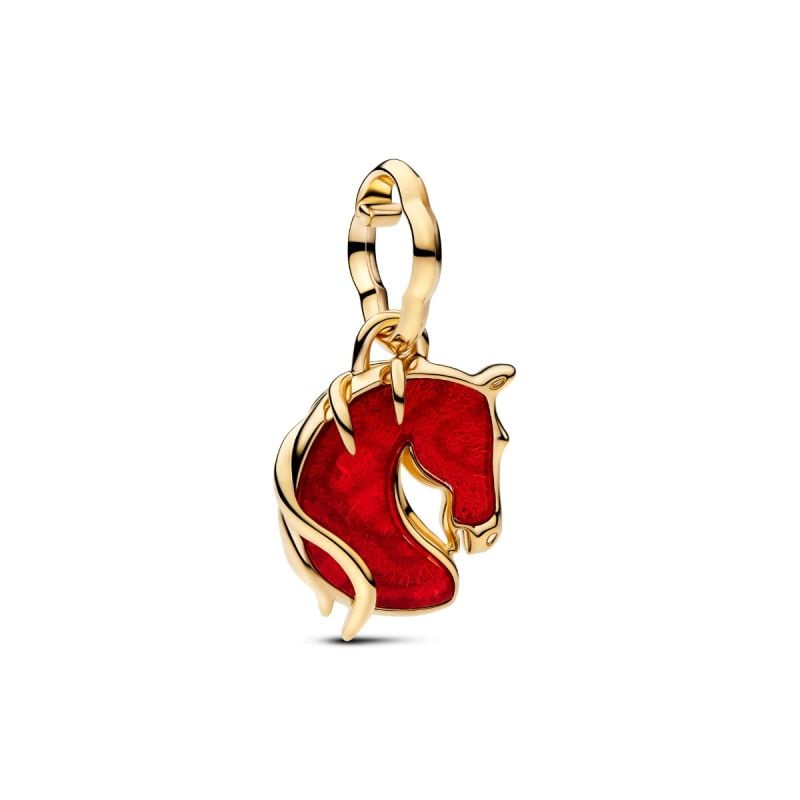 Pandora Red Fire Horse Murano Glass Dangle Charm hela 764431C01