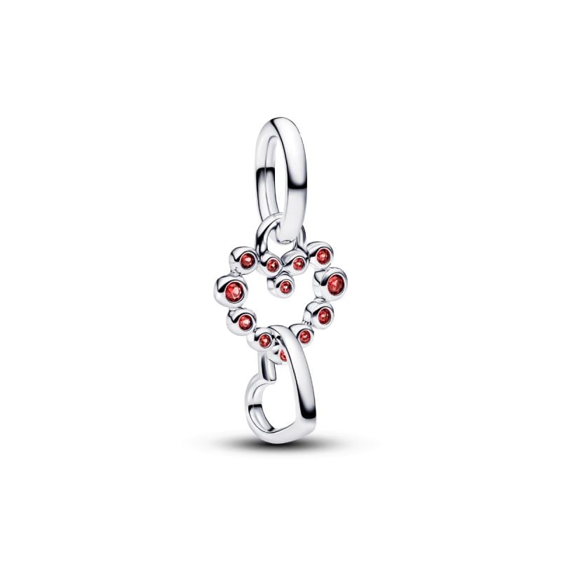 Pandora Connected Hearts & Red Stones Dangle Charme 794435C01