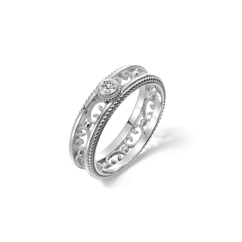 Kalevala Filigraani timanttisormus, valkokulta / kapea 541000501D-13
