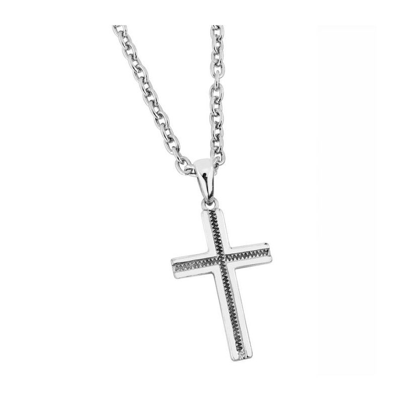 Hopeinen ristikaulakoru M204501-RH + 45+5CM CHAIN-1