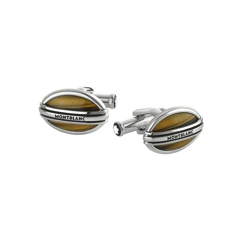 Montblanc Tiger Eye Steel Cufflinks Oval Three Rings kalvosinnapit MB107049-1