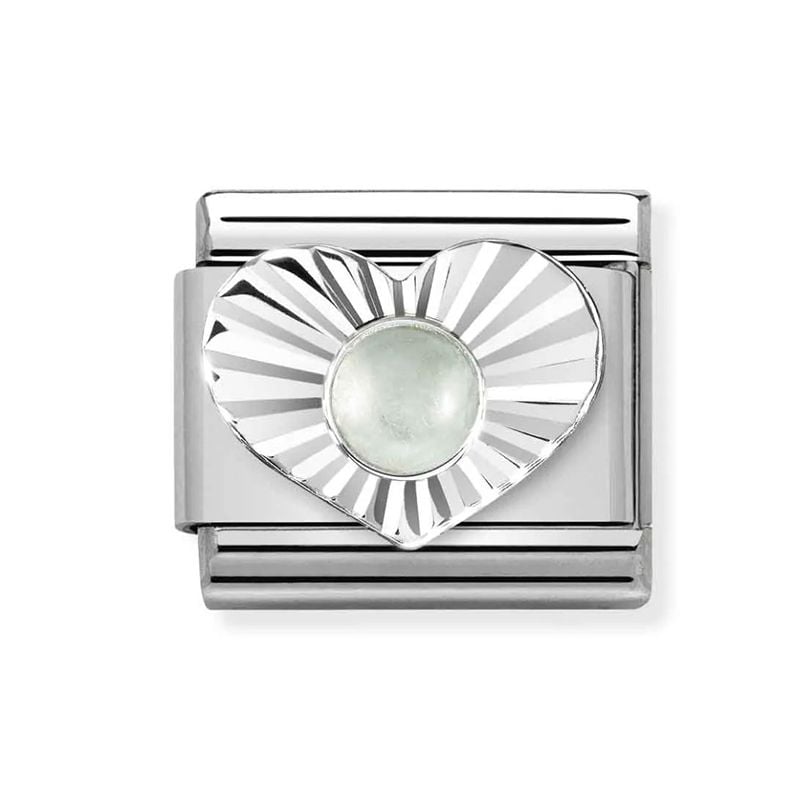 Nomination Classic Heart Milky Aquamarine 330508/31-1