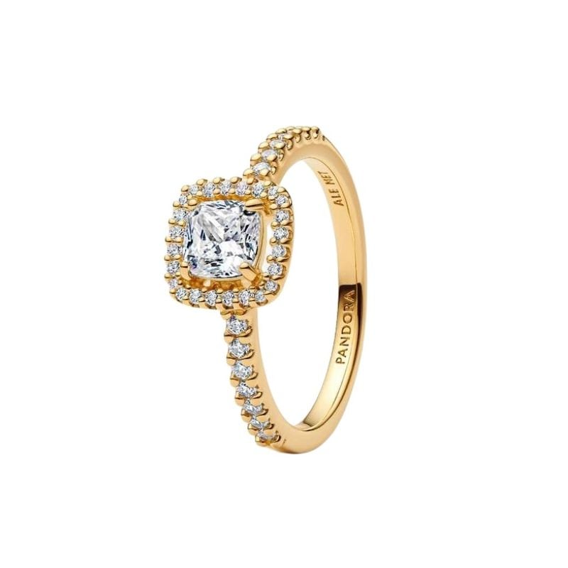 Pandora Sparkling Square Clear Halo sormus 163555C01