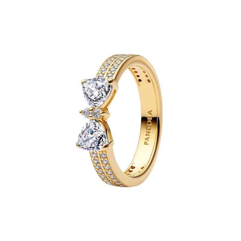 Pandora Sparkling Bow Double-row Ring 163552C01
