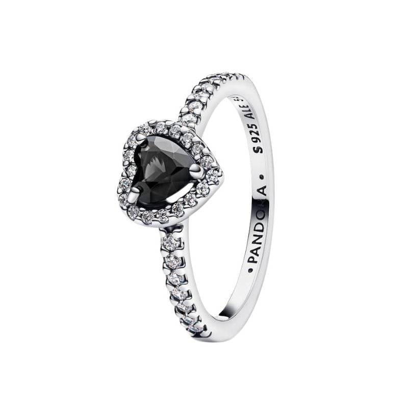 Pandora Elevated Black Heart Ring 198421C04