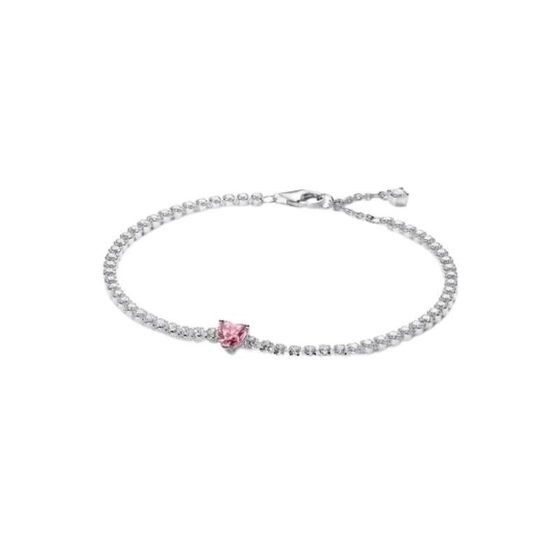 Pandora Pink Sparkling Heart Tennis Armband 590041C03
