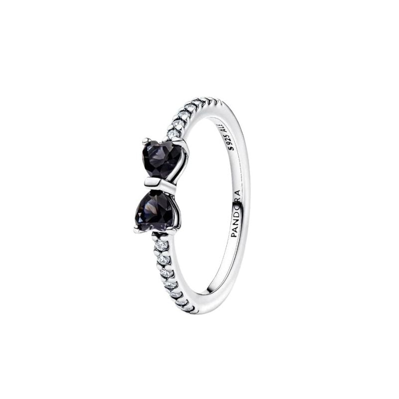 Pandora Sparkling Black Bow Ring 193510C03
