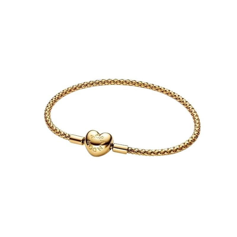 Pandora Heart Clasp Studded Chain Armband 563811C00