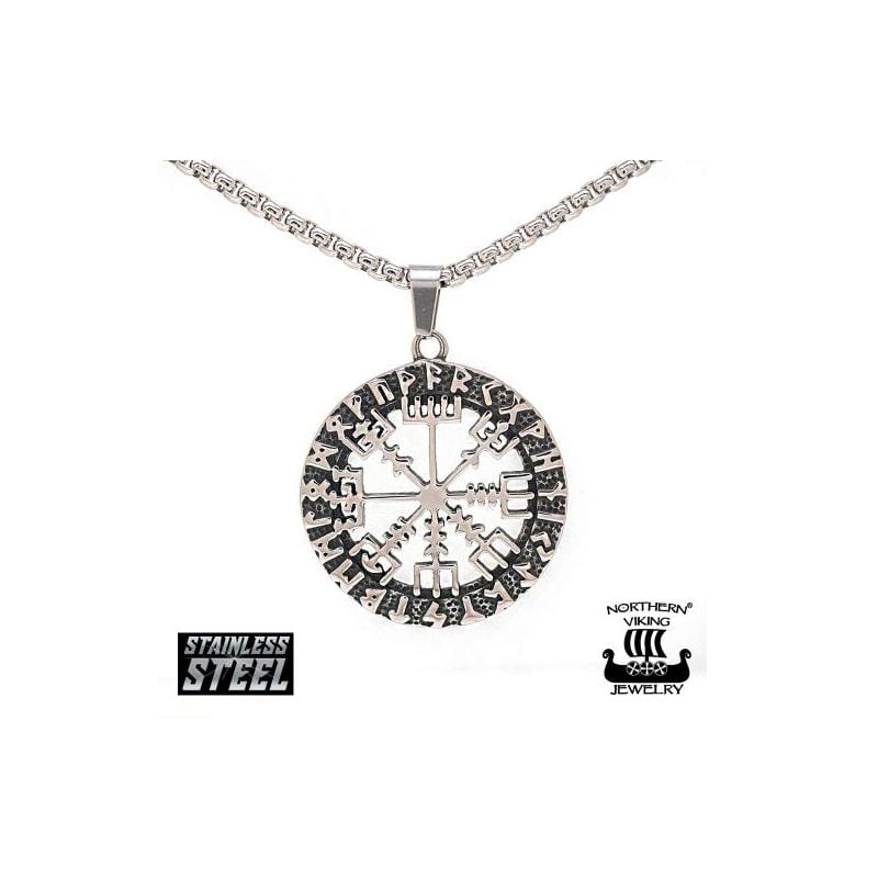 Northern Viking Jewelry Riimu Viikinkompassi -kaulakoru NVJRS086-1