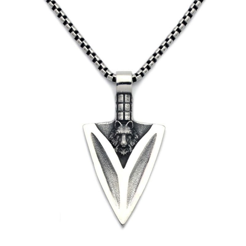 Northern Viking Jewelry Gungnir Spear With Wolf Halskette 50 cm NVJRS152