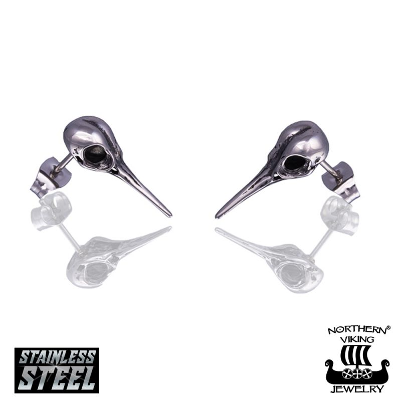 Northern Viking Jewelry Raven Skull Ohrringe NVJKK036-1