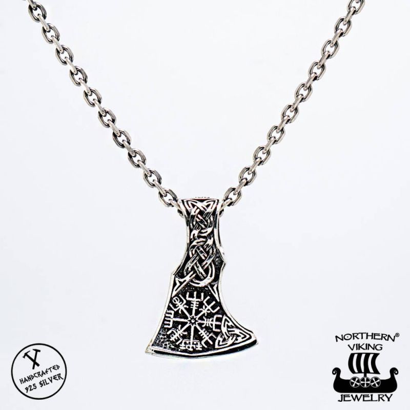 Northern Viking Jewelry Vegvisir Axehead -Anhänger NVJ-H-RS048-1