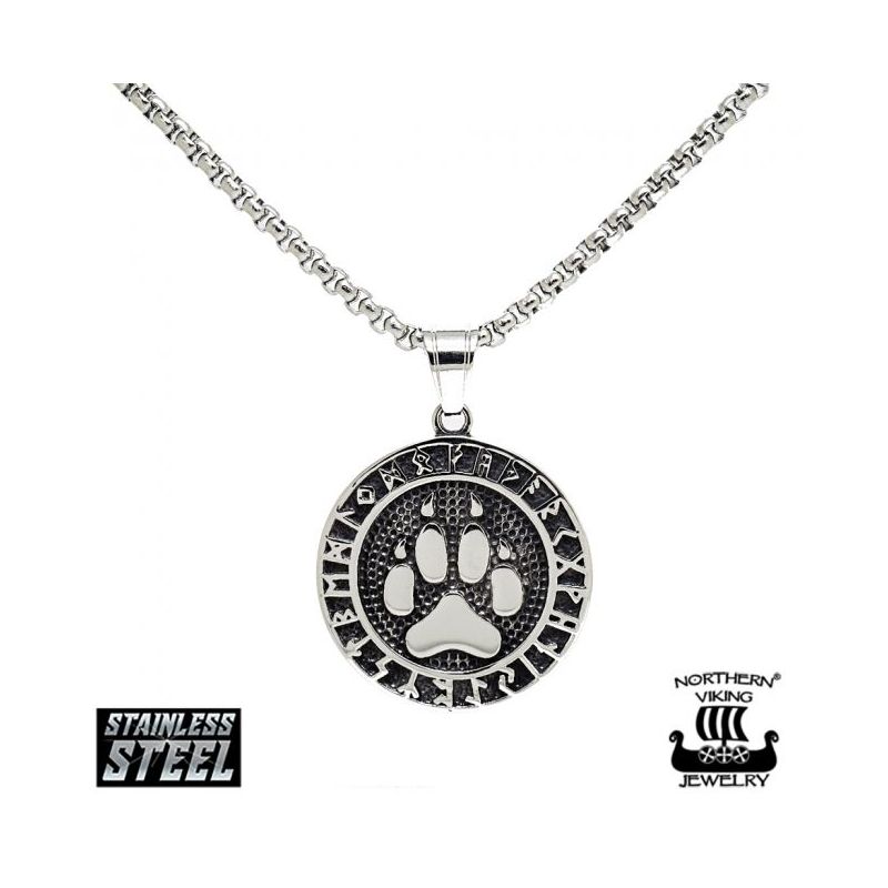 Northern Viking Jewelry Wolf Paw Rune Halskette (50cm) NVJRS064-1