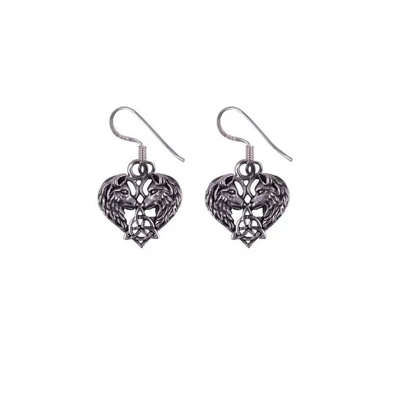 Northern Viking Jewelry Heart Wolf korvakorut NVJKK038-1