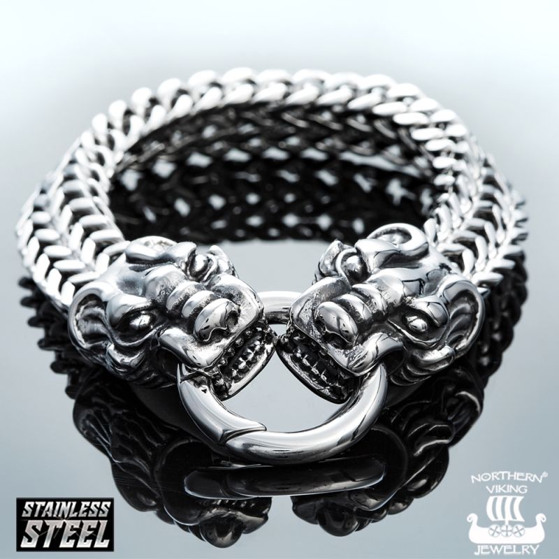 Northern Viking Jewelry Dragon Head -rannekoru NVJRA004-1