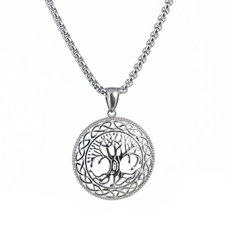 Northern Viking Jewelry Shiny Steel Tree Of Life Halskette 55 cm NVJRS022