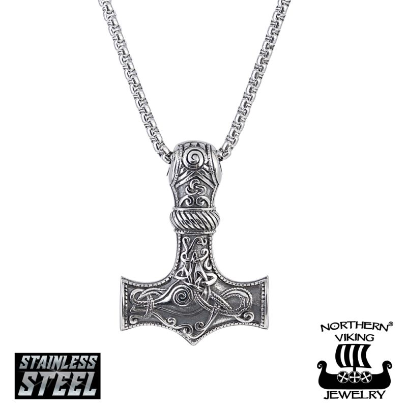 Northern Viking Jewelry Knotwork Thor´s Hammer -kaulakoru (50cm) NVJRS037-1