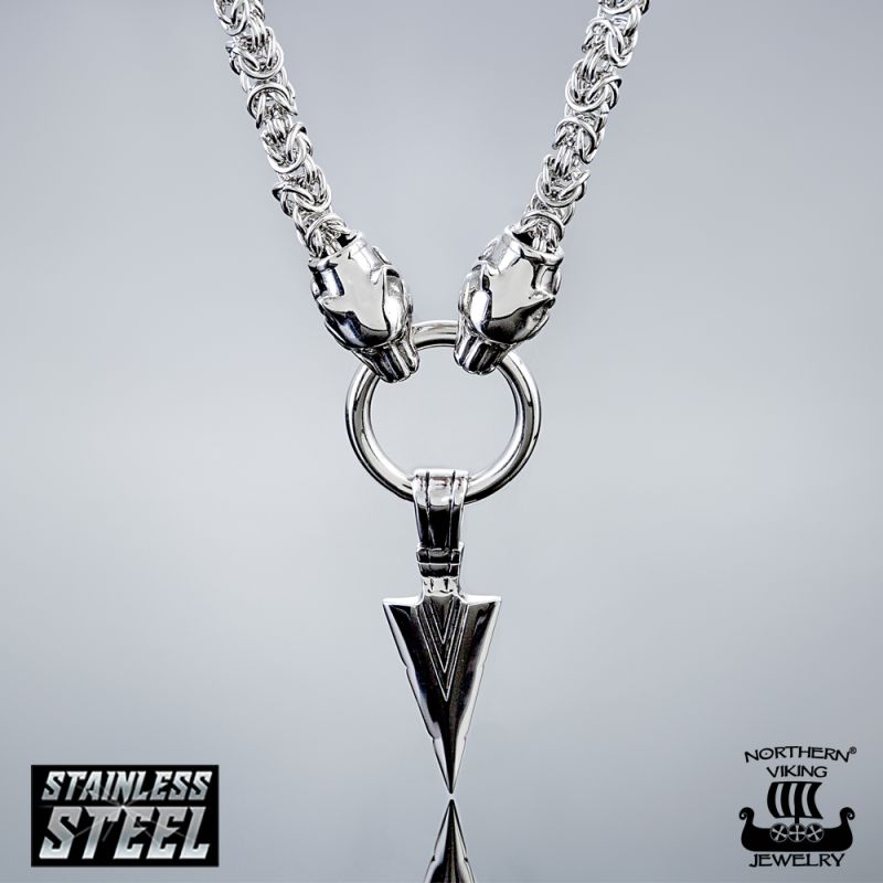 Northern Viking Jewelry Viking Spear + Kuningasketju Sudenpäillä kaulakoru 60 cm NVJRS060-1
