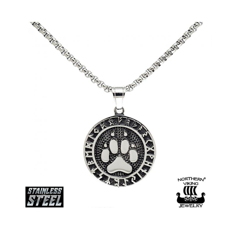 Northern Viking Jewelry Wolf Paw Rune -kaulakoru (55cm) NVJRS064-1