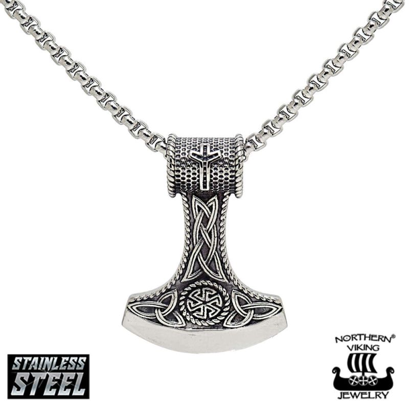 Northern Viking Jewelry Algiz Axehead -kaulakoru 50 cm NVJRS066-1