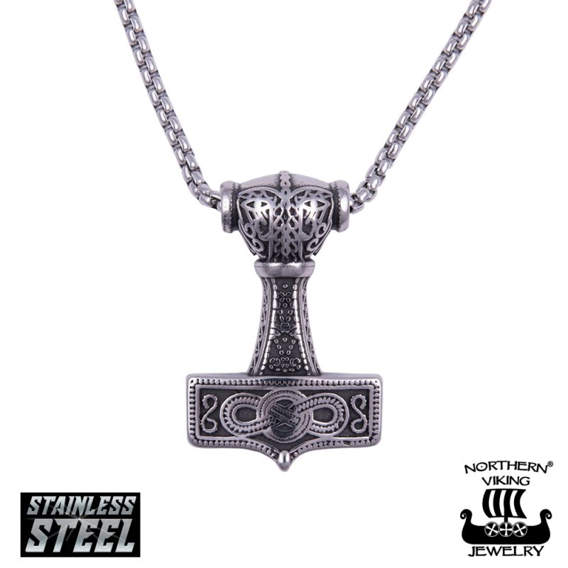 Northern Viking Jewelry Eternity Knotwork Thor's Hammer kaulakoru 50 cm NVJRS090-1