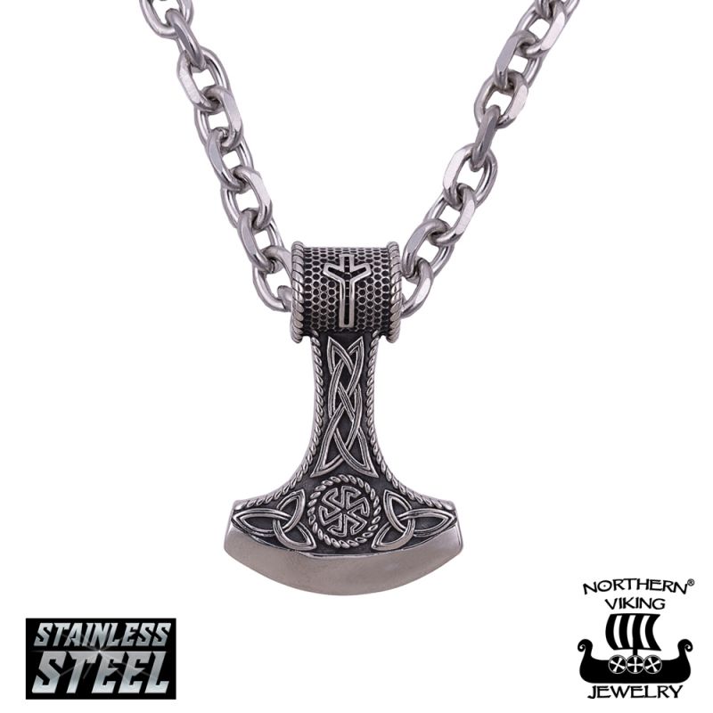 Northern Viking Jewelry Algiz Axehead -kaulakoru 60cm NVJRS097-1