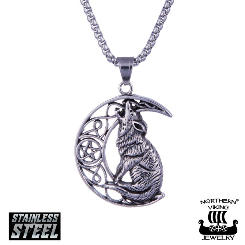 Northern Viking Jewelry Moon Wolf -kaulakoru 60 cm NVJRS100-1
