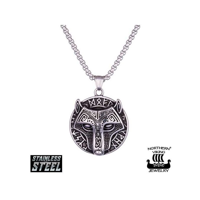 Northern Viking Jewelry Riimu Guardian Wolf kaulakoru 55 cm NVJRS124-1